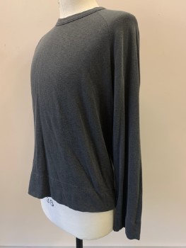 Mens, Pullover Sweater, JAMES PERSE, Dk Gray, Cotton, Heathered, C 42, S, L/S, Crew Neck