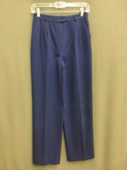 HARVE BERNARD, Indigo Blue, Wool, Solid, Pleated Front, Zip Fly, Button Tab