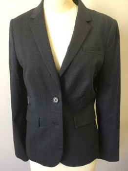 BANANA REPUBLIC, Navy Blue, Midnight Blue, Wool, Spandex, Birds Eye Weave, Navy/Midnight Blue Specked Weave, Single Breasted, Notched Lapel, 2 Buttons,  3 Pockets, Double Vented Back