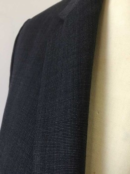 BANANA REPUBLIC, Navy Blue, Midnight Blue, Wool, Spandex, Birds Eye Weave, Navy/Midnight Blue Specked Weave, Single Breasted, Notched Lapel, 2 Buttons,  3 Pockets, Double Vented Back