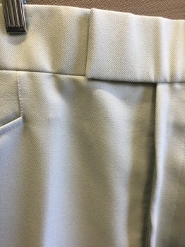 N/L, Lt Blue, Polyester, Solid, Twill Ribbed Texture, Flat Front, Tab Waist, Zip Fly, 2 Slanted Front Pockets, Straight Leg, **Barcode on Front Pocket