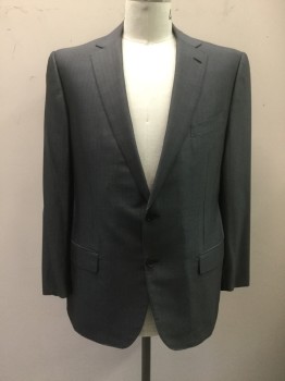 ERMENIGILDO ZEGNA, Gray, Dk Gray, Silk, Wool, Stripes, Single Breasted, Collar Attached, Notched Lapel, Hand Picked Collar/Lapel, 3 Pockets, 2 Buttons