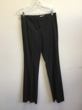 BOSS, Black, Wool, Lycra, Solid, Pants - Flat Front, Zip Fly, 2 Pockets,