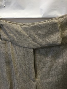 Womens, Slacks, RAFAELLA STUDIO, Taupe, Polyester, Rayon, Heathered, W28, 6P, 2" Wide Waistband with Tab Closure, Wide Leg, Mid Rise, Zip Fly, 3 Welt Pockets (1 Tiny One in Front) Belt Loops