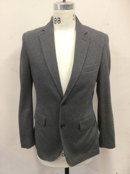 Mens, Sportcoat/Blazer, TASSO ELBA, Heather Gray, Cotton, Polyester, 36R, Sweatshirt Like Material, Single Breasted, Collar Attached, Notched Lapel, 2 Buttons,  3 Pockets, Long Sleeves