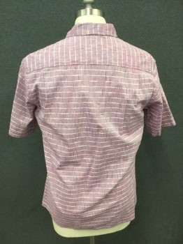 TERRITORY AHEAD, Purple, White, Teal Green, Blue, Magenta Pink, Cotton, Grid , Purple with White Grid, Grid Striated with Multi-Colors, Button Front, Collar Attached, Short Sleeves, 1 Pocket