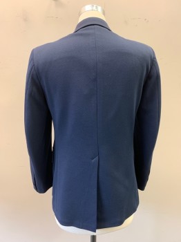 JACK SILVER, Navy Blue, Polyester, Solid, Twill, Single Breasted, Collar Attached, Notched Lapel, 3 Flap Patch Pockets, Long Sleeves,