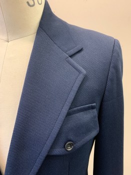 JACK SILVER, Navy Blue, Polyester, Solid, Twill, Single Breasted, Collar Attached, Notched Lapel, 3 Flap Patch Pockets, Long Sleeves,