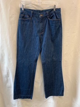 Mens, Jeans, NL, Denim Blue, Cotton, 28/32, Top Pocket, 1 Penny Pocket, Zip Front, 1 Button Closure, Brown Stitching