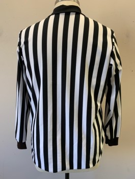 Unisex, Referee Shirt, BRISTOL PRODUCTS, Black, White, Nylon, Polyester, Stripes - Vertical , XXL, Long Sleeves, Pullover, Solid Black Collar Attached, Zipper at Neck, 1 Patch Pocket