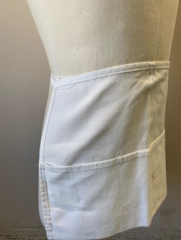 N/L, White, Cotton, Solid, 3 Pockets/Compartments, Self Ties at Waist