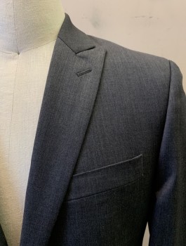ALFANI, Gray, Wool, Solid, 2 Button, Flap Pockets, Double Vent