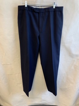 Mens, 1970s Vintage, Suit, Pants, YVES SAINT LAURENT, Navy Blue, Wool, Plaid-  Windowpane, 38/29, Slant Pockets, Zip Front, Flat Front, 2 Welt Pockets at Back