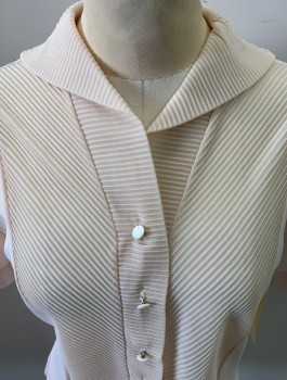Womens, Blouse, FOX 21 , Peachy Pink, Silk, Solid, B:34 , Wing Collar Button Front, Texture on Collar & Placket, Snap Buttons Note:  Upper Right Shoulder Distress