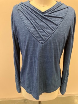 N/L, Blue, Cotton, Solid, V Neck, With Horizontal Piping,  CB Zip