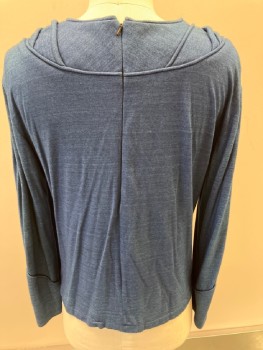 Mens, Tops, N/L, Blue, Cotton, Solid, 42, V Neck, With Horizontal Piping,  CB Zip