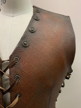MTO, Brown, Leather, Solid, V-N, Lace Sides, Bronze Grommets Down Front, Lace Front *Aged/Distressed*