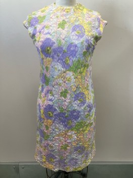 SACONY, Lilac/ Multi-color, Floral, CN, S/S, Back Zip,