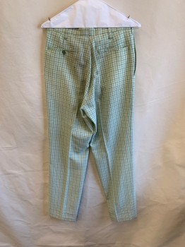 A1 KOTZIN, Lt Green, Forest Green, Green, Poly/Cotton, Plaid, Side Pockets, Zip Front, F.F, 2 Back Pockets *Multiple Stains