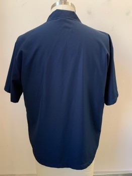 Kik 91, Navy Blue, Polyester, Solid, S/S, Button Front, Collar Attached, Chest Pocket, Embroiderred Detail