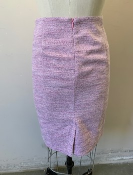 Womens, Suit, Skirt, CECE, Lilac Purple, Lt Pink, Black, Red, Poly/Cotton, Speckled, W 26, 4, Horizontal Ribbed Texture, Pencil Skirt, Knee Length, Invisible Zipper in Back