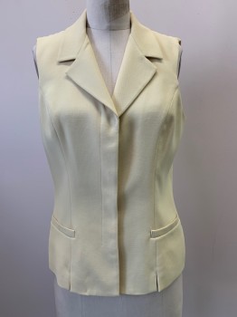 Womens, Vest, KENAR, Lt Yellow, Polyester, Acetate, Solid, B:34, Button Front, Collar Attached, Notched Lapel, Top Pockets,