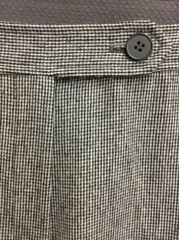 EVAN PICONE, Black, White, Wool, Houndstooth, Pleated Front, Zip Fly, Button Tab