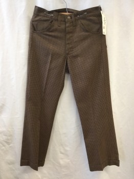 Mens, Pants, LEE, Navy Blue, Green, Orange, Polyester, Houndstooth, In 27 , W 28, +Cuff, Flat Front, Cuffed,