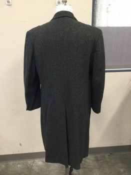 Mens, Coat, LONDON FOG, Gray, Lt Gray, Wool, Tweed, 46, Gray Tweed Wool, Notched Lapel, 3 Button Single Breasted, 3 Pockets, Slit Center Back,
