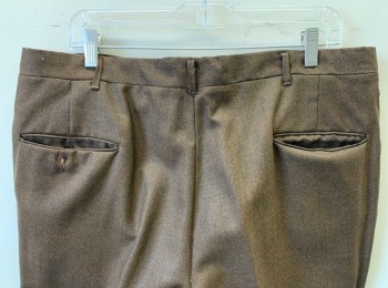 Mens, 1960s Vintage, Suit, Pants, CURLEE CLOTHES, Brown, Black, Wool, Check - Micro , Ins:30, W:37, Flat Front, Tapered Leg, Cuffed Hems, Zip Fly, 4 Pockets, Belt Loops,