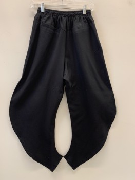 NO LABEL, Black, Polyester, Viscose, Solid, Elastic Waist Band With Inner D String, Side Pockets, Back Faux Pockets,