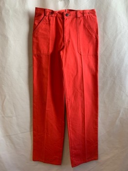 Mens, Jeans, JEAN PAUL GERMAIN, Red, Cotton, Solid, 30/35, 4 Pockets, Zip Fly, Button Closure, Thick Belt Loops *Threading Coming Out From Button Fly*