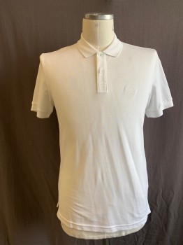 HUGO BOSS, White, Cotton, Solid, C.A., 2 Buttons, S/S,