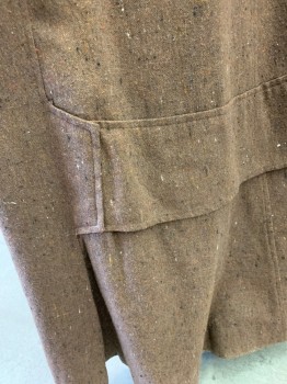 NL, Brown, Wool, Tweed, Full Length, with 5'' Self Fabric Banding Below Knee, Hole on Upper  Back Side Panel , See Photo