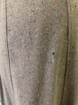 NL, Brown, Wool, Tweed, Full Length, with 5'' Self Fabric Banding Below Knee, Hole on Upper  Back Side Panel , See Photo