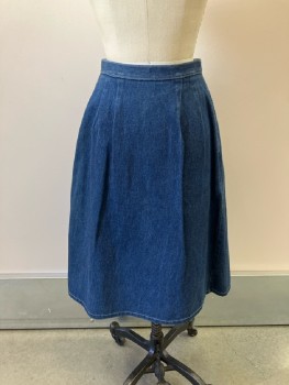 Womens, Skirt, LA COST, W:27, Blue Denim Wrap, Below Knee Length, Darts In Back And Sides, Button Close2 Pckts,