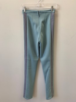 Mens, Sci-Fi/Fantasy Pants, NO LABEL, Mint Green, Gray, Polyester, Solid, 26/29, F.F, Side Netted Bands, Zip Back, Made To Order,