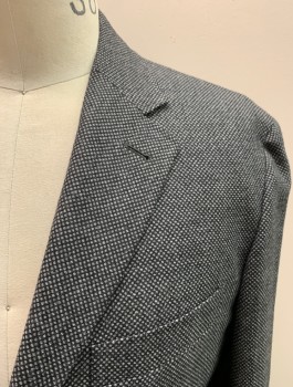 CANALI, Dk Gray, Wool, Birds Eye Weave, Single Breasted, 3 Buttons, Notched Lapel, 3 Pockets,