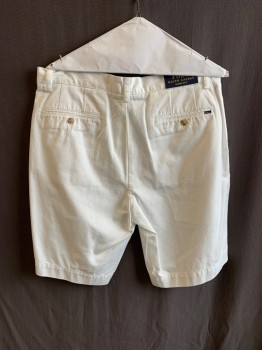 Mens, Shorts, POLO, White, Cotton, Solid, 34, F.F, 5 Pockets, Zip Fly