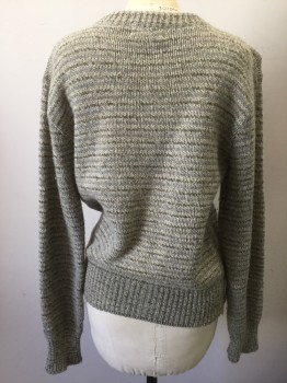 Womens, Sweater, THE RAGG, Beige, Olive Green, Lavender Purple, Ice Blue, Wool, Nylon, Mottled, B: 38, Pullover, Crew Neck, Wide Rib Knit Cuffs and Waist Band, Scratchy