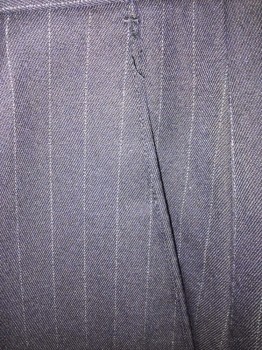 Mens, Suit, Pants, NAUTICA, Midnight Blue, Gray, Wool, Stripes - Pin, 30, 36, Flat Front, 4 Pockets, Zip Front,