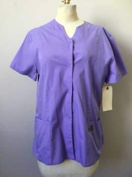 SCRUB ZONE, Lavender Purple, Cotton, Polyester, Solid, Lavender, Button Front, 2 Pockets,