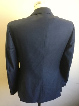 JOHN VARVATOS, Dk Blue, Wool, Solid, Single Breasted, 2 Buttons,  Notched Lapel,