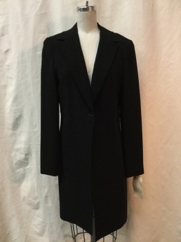TAHARI, Black, Acetate, Polyester, Solid, Black, 1 Button, Notched Lapel,