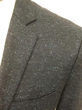 Mens, Sportcoat/Blazer, THEORY, Navy Blue, Blue, White, Wool, Speckled, 36S, Navy with Blue/White Speckles, Single Breasted, Collar Attached, Notched Lapel, 2 Buttons,  3 Pockets,