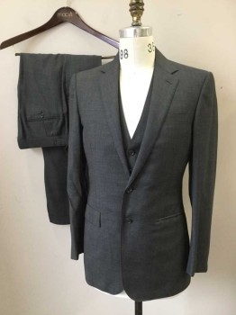RALPH LAUREN, Gray, Black, Wool, Plaid, Single Breasted, 2 Buttons, Hand Picked Collar/Lapel, 3 Pockets, Double, See FC024113 - FC024115