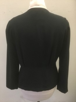 Womens, Evening Jacket, LAUNDRY, Black, Polyester, Solid, Floral, B:41, Sz. L, W:35, Crepe, 4 Velvet Buttons, Sweetheart Neckline with Beading & Sequins, Shaping Darts at Waist