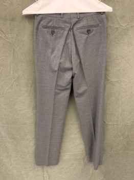 Childrens, Pants, BROOKS BROS, Heather Gray, Wool, Viscose, 12, Flat Front, Zip Fly, 4 Pockets, Belt Loops