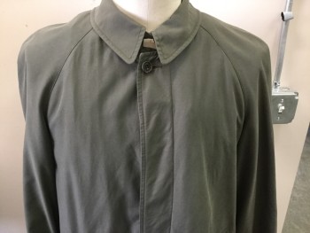 Mens, Coat, Trenchcoat, NEWPORT HARBOR, Moss Green, Polyester, Solid, 42, Single Breasted, Collar Attached, 2 Pockets,