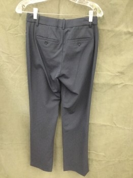 Womens, Suit, Pants, THEORY, Navy Blue, Wool, Elastane, Solid, W 26, 2, Flat Front, Zip Fly, 4 Pockets, Belt Loops